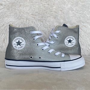 Converse High Top Chuck Taylor All Star’s Ombré Silver Sparkle NEW